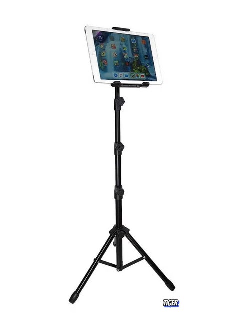 Tablet Floor Tripod Stand – Adjustable Height Tablet Holder Mount for 4.7 to 12.9" Devices – Compatible with iPad Pro 12.9, Mini, Air, Samsung Galaxy, and More – Ideal for Hands-Free Use, Video Calls, Streaming, and Presentations – Sturdy, Portable, and Versatile
