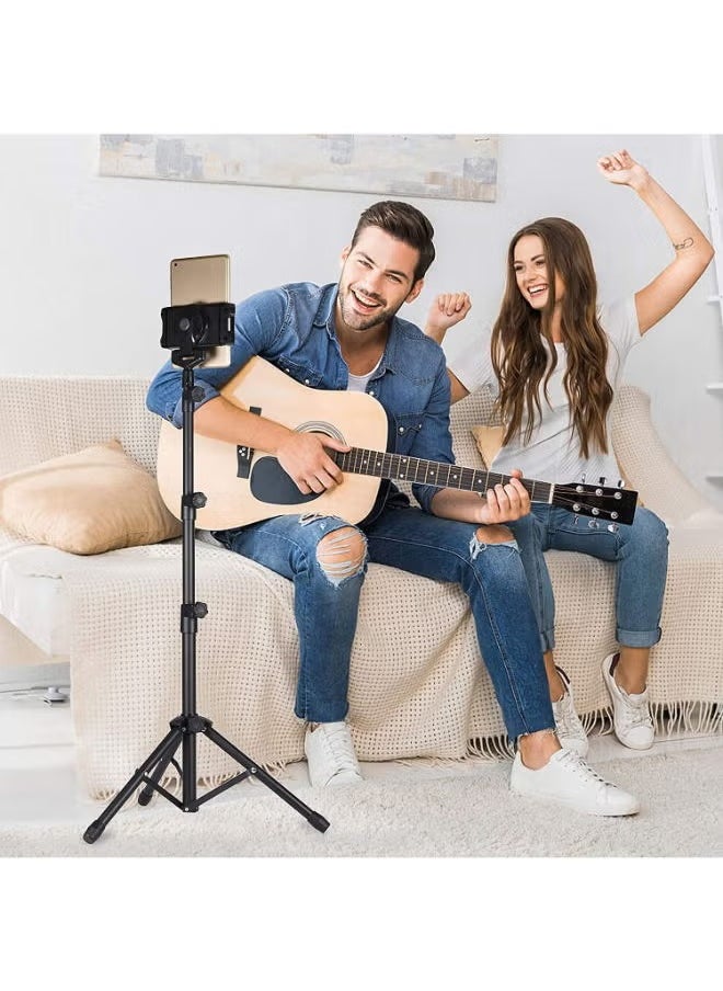TIGER - Tablet Floor Tripod Stand – Adjustable Height Tablet Holder Mount for 4.7 to 12.9" Devices – Compatible with iPad Pro 12.9, Mini, Air, Samsung Galaxy, and More – Ideal for Hands-Free Use, Video Calls, Streaming, and Presentations – Sturdy, Portable, and Versatile - Image 1