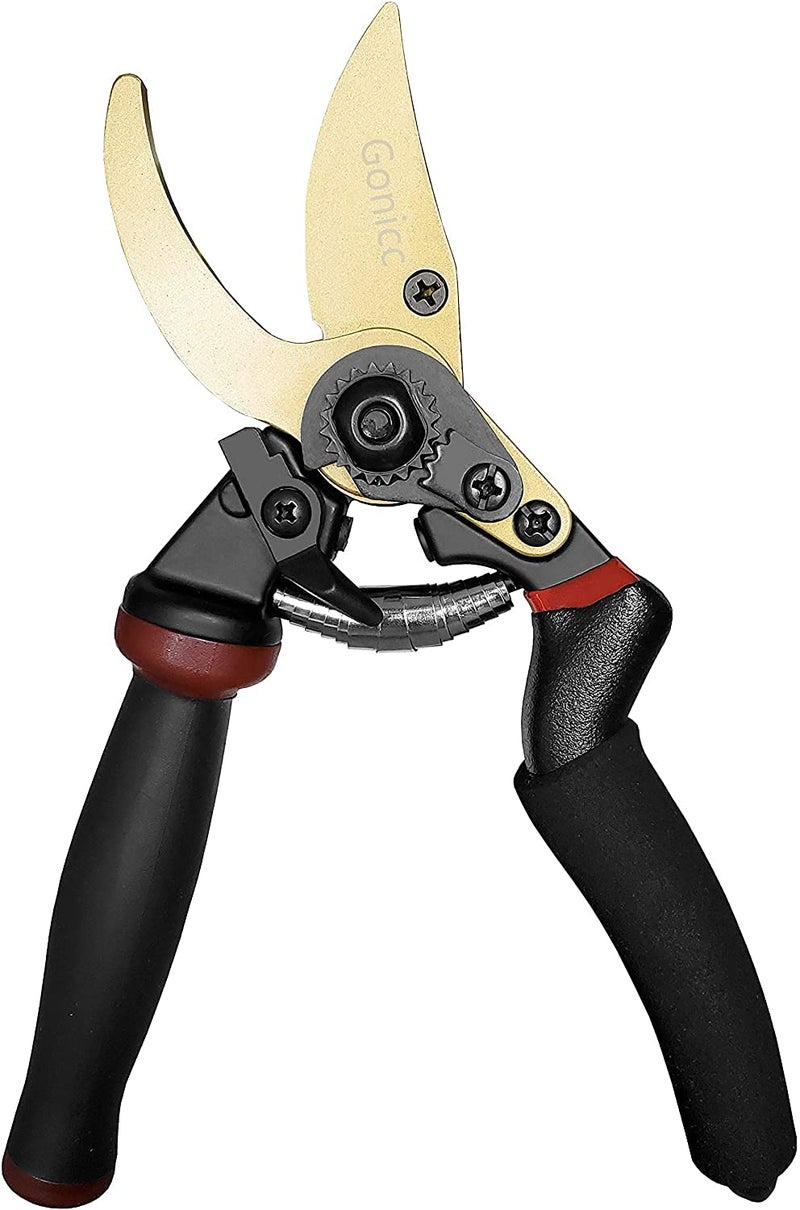 gonicc 8.5" Professional Rotating Bypass Titanium Coated Pruning Shears(GPPS-1014), Secateurs, Scissors, Pruners with Heavy Duty SK5 Blade. Soft Cushion Grip Handle for Everyone. - Image 3