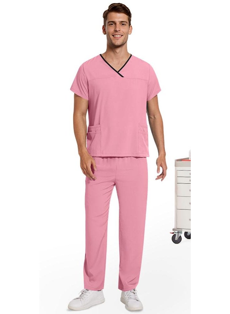 NIBEMINENT Veterinary Uniform Pet Grooming 2-piece Workwear Set Multi Colored Scrub Top Pant Nurse Unisex Scrubs Set Dental Scrub Women Men - Image 1