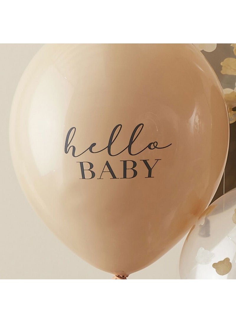 Ginger Ray Baby Shower Balloon Bouquet Beige Brown Hello Baby 11-Pack - Image 3