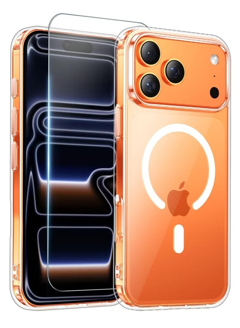 ELTRAZONE iPhone 17 Pro 6.3-inch Clear Case with Tempered Glass Screen Protector, Magnetic MagSafe Compatible Slim Transparent Cover, Anti-Yellowing Crystal Clear Shockproof Protective Case with Scratch Resistance and Full Body Drop Protection for iPhone 17 Pro - Image 1