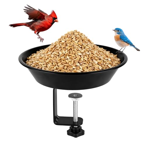 BOLITE Balcony Bird Feeder for Deck Railing BOLITE Deck Mounted with Seed Tray for Outdoors Adjustable Heavy Duty Sturdy Steel Garden Decoration Black Gifts for Men Women - Image 1