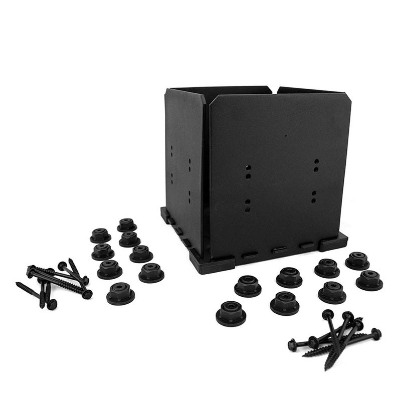 Ozco Ironwood 10x10 Post Base Kit Includes 1 Post Base Plate 4 Decorative Plates 16 Hex Cap Nuts OWT Timber Screws Galvanized Steel for Pergolas 321069