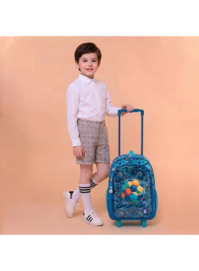 Eazy Kids إيزي كيدز حقيبة مدرسية بعربة 17 بوصة - باك باك، حقيبة غداء، زجاجة ماء، صندوق غداء وحافظة أقلام، أزرق - Image 3