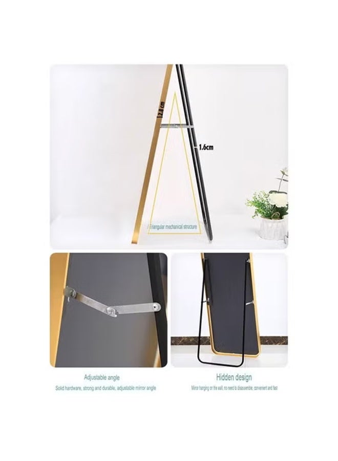 إن كي أكس مرآة كاملة الطول 50×150 سم، مرآة أرضية بإطار من سبائك الألومنيوم، مرآة زينة كبيرة قائمة بذاتها لغرفة النوم، مرآة كاملة الجسم مع حامل لغرفة المعيشة وغرفة النوم، لون أسود - Image 5