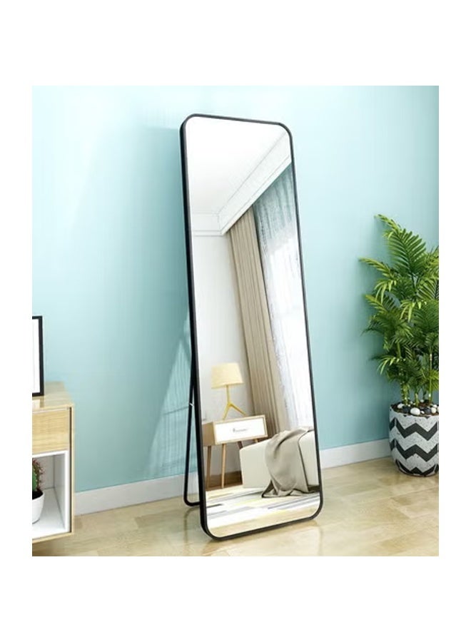إن كي أكس مرآة كاملة الطول 50×150 سم، مرآة أرضية بإطار من سبائك الألومنيوم، مرآة زينة كبيرة قائمة بذاتها لغرفة النوم، مرآة كاملة الجسم مع حامل لغرفة المعيشة وغرفة النوم، لون أسود - Image 2