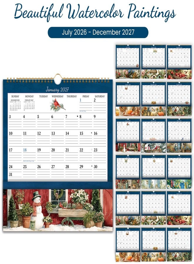 Lortarl Calendar 2026-2027 - Wall Calendar with Pocket, July 2026 to December 2027, 18 Monthly Calendars for Home, Office, School, 11.2'' x 11.2'' - Image 4