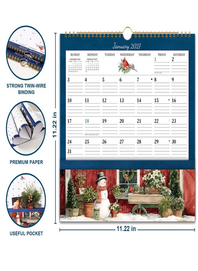 Lortarl Calendar 2026-2027 - Wall Calendar with Pocket, July 2026 to December 2027, 18 Monthly Calendars for Home, Office, School, 11.2'' x 11.2'' - Image 2