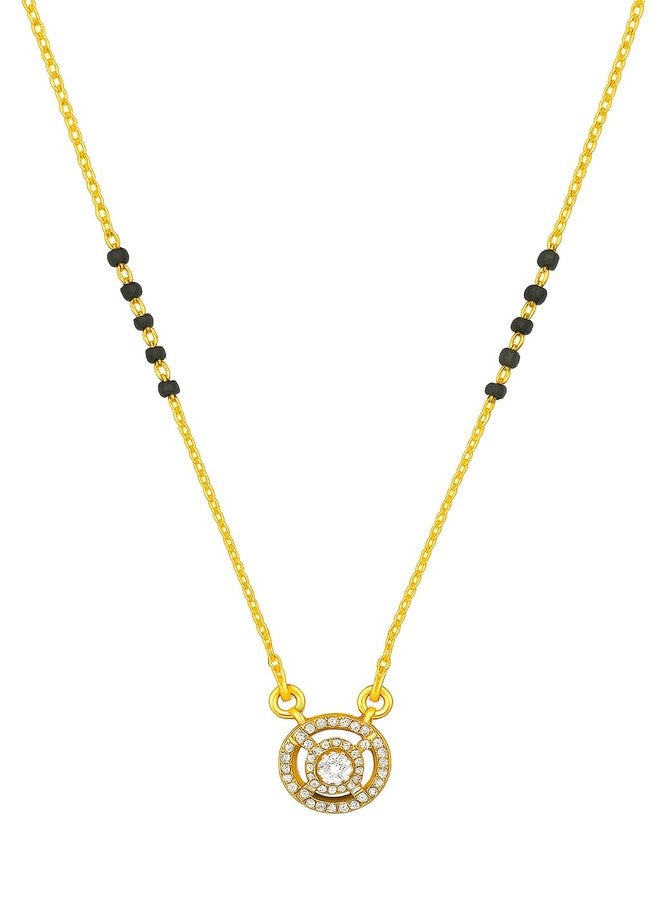 sweeply Elegant Mangalsutra with Round Stone Pendant for Women | Traditional Black Bead Chain | Daily & Party, Wear Jewelry, Best Birthday Gift, perfect for Anniversary, Mother's Day gift, Valentine Gift, Gift for Diwali - Image 1