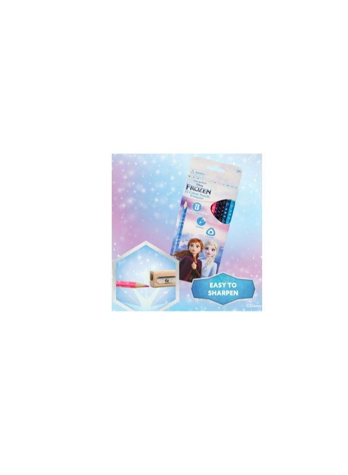 Frozen Elsa Disney Frozen 12 Colour Pencils Triangular Multi-Pack - Image 2