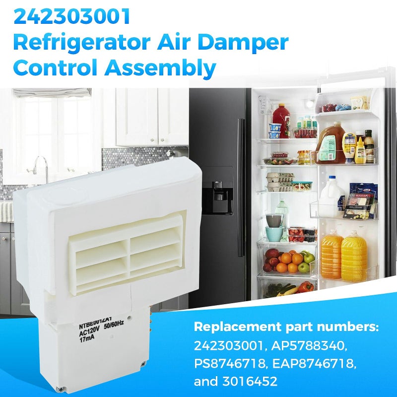 Lemfema 242303001 Refrigerator Damper Assembly Air Damper Control - Compatible with Frigidaire & Crosley White, Replaces AP5788340, PS8746718, EAP8746718, 3016452 - Fits DFH, FFE, FFH, FFS, LFS Models - Image 2