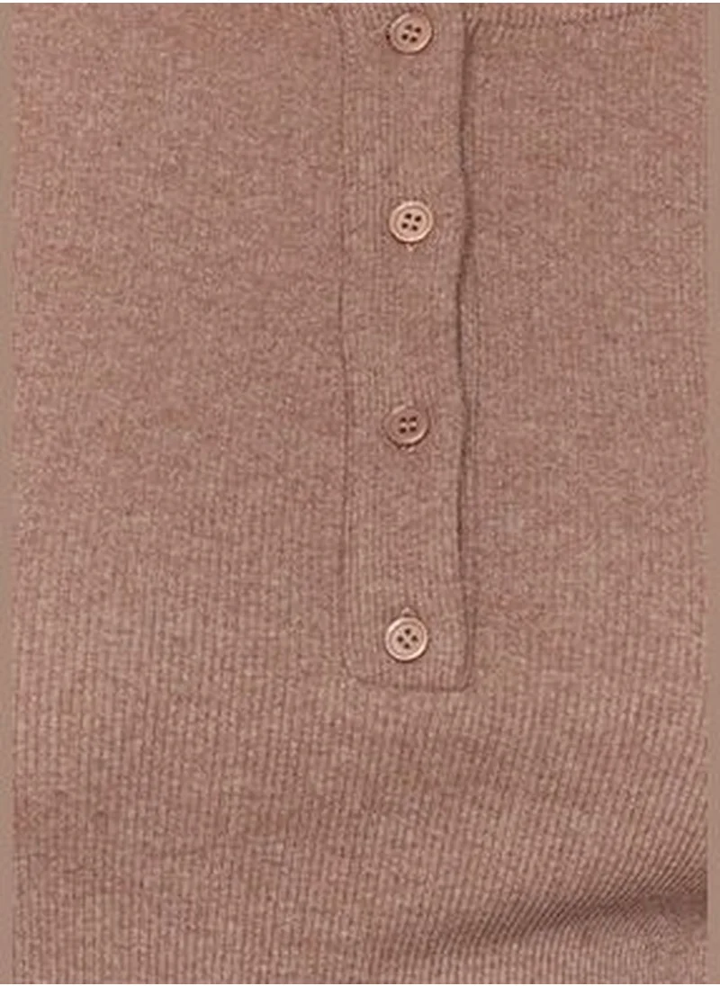 trendyol Mink Ribbed Knitted Blouse TBBAW24AF00039