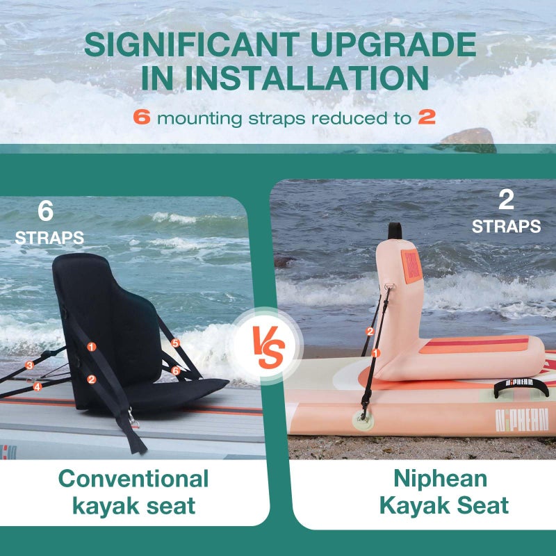 Niphean Inflatable Kayak Seat with Back Support, Ergonomic Paddle Board Seat for Comfortable Backrest, Sturdy Kayak Accessories for SUP Paddelboard, Boat, Canoe, Kayak Seat Cushion for Versatile Use - Image 4