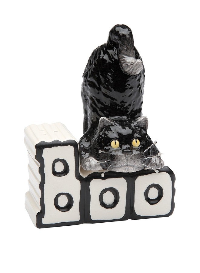Cosmos Gifts Halloween Cat and Boo Salt and Pepper Set, 3-Inch, Black