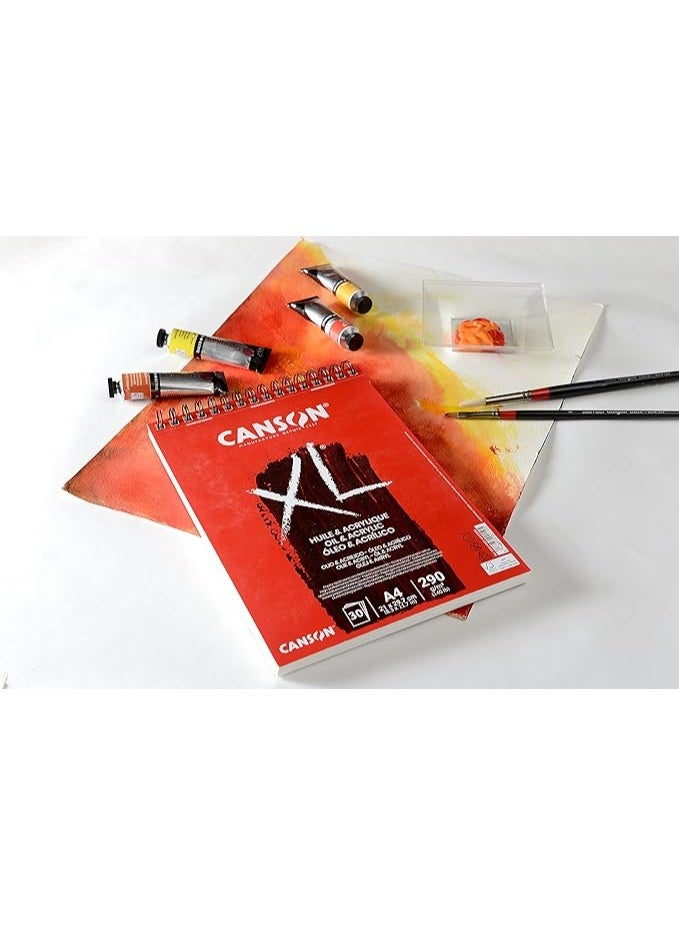 CANSON 30 Sheets 290gsm A4 XL Huile & Acrylique Oil and Acrylic Painting Spiral Pad White Color - Image 3