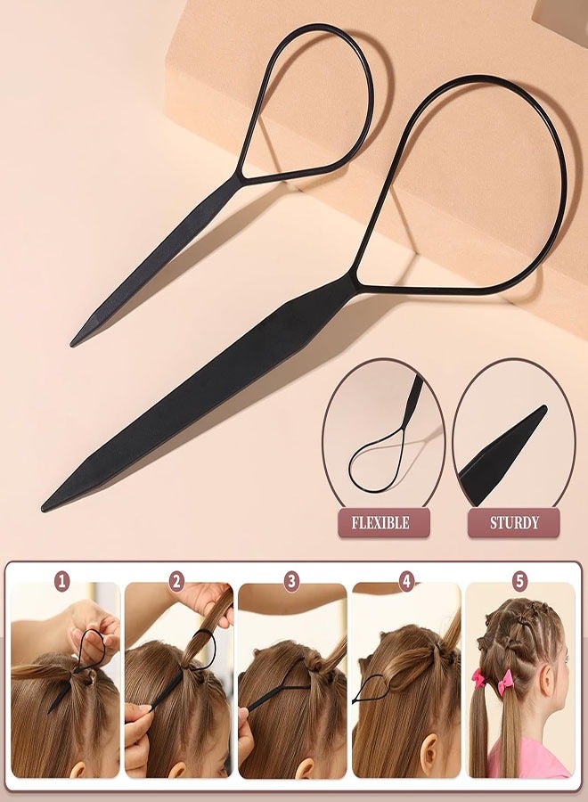 Elastic Hair Bands with Hair Loop Styling Tool Set,  2000pcs Elastic Hair Ties with Organizer Box, Elastic Hair Bands for Girls Toddlers Kids Pets Braids Ponytail Wedding Hairstyle - Image 4