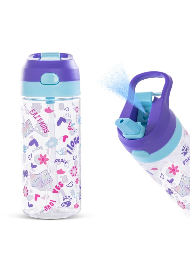 Eazy Kids Eazy Kids 3 Compartment 800ml Stainless Steel bento Lunch Box w/ Water Bottle - Floral Purple  - Image 3