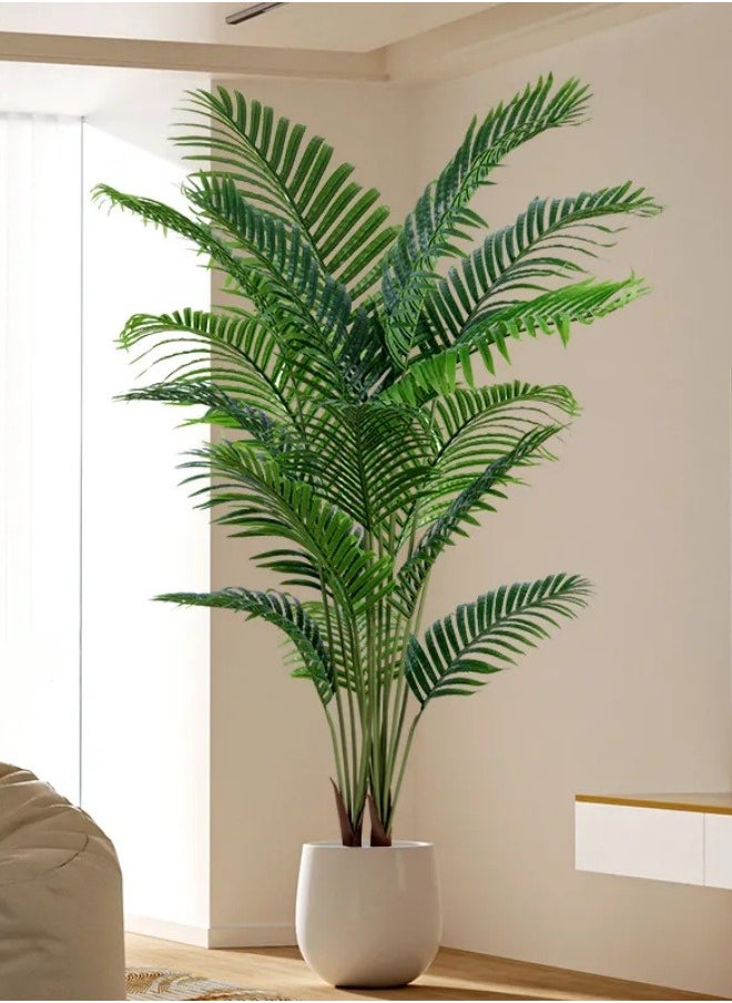FPC Artificial Palm Tree - Realistic Tropical Areca Plant in Black Planter - Silk Floor Decor for Home, Office, Living Room - Indoor Decorative Plant  - Image 1