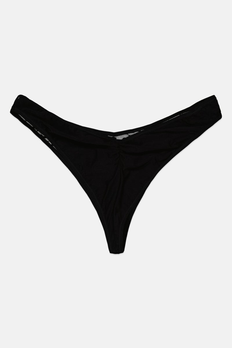 Etam Women Lace Pull On Thong Panty, Black - Image 2