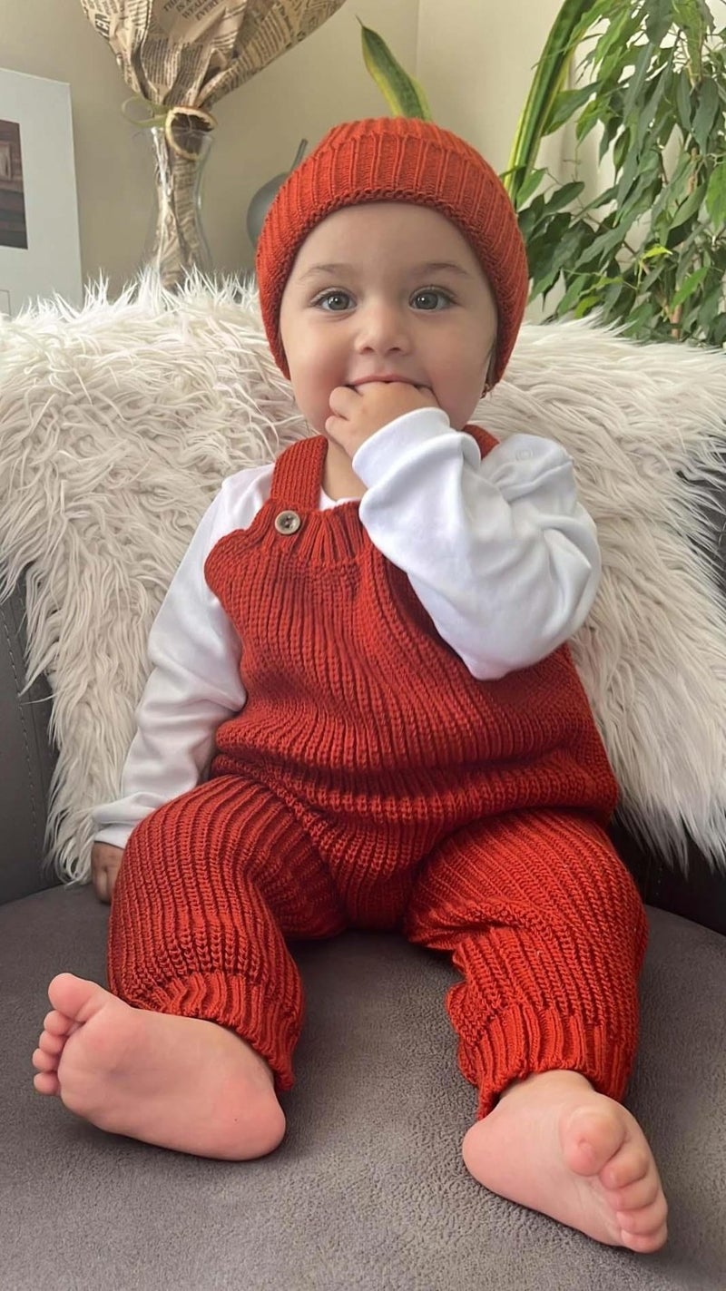 Miniko Kids Baby Hat Knitwear 2-Piece Overalls - Image 1