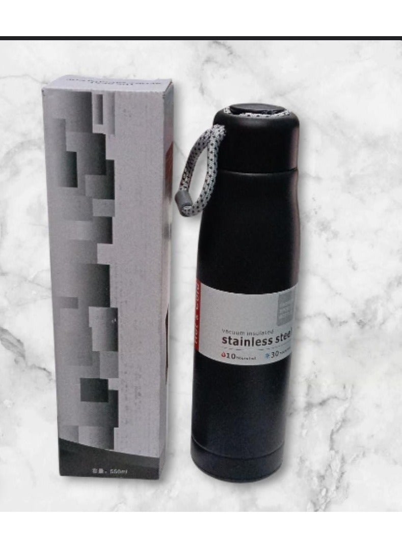 زجاجة مياه من الفولاذ المقاوم للصدأ بسعة 550 مللي – بغطاء محكم، مزدوجة الجدار بتقنية العزل الفراغي، خالية من BPA وصديقة للبيئة، كوب معزول يحافظ على سخونة أو برودة المشروبات - Image 3