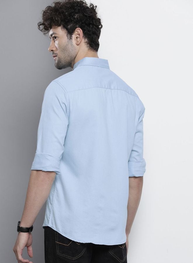 The Indian Garage Co Men Slim Fit Placement Embroidered Full Sleeves Cutaway Collar Casual Shirt  - Image 2