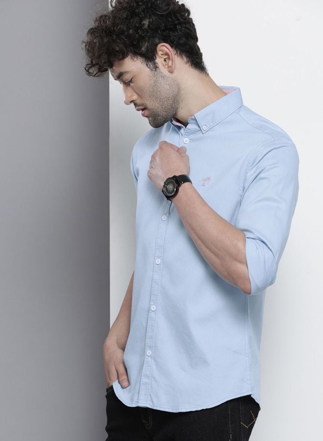 The Indian Garage Co Men Slim Fit Placement Embroidered Full Sleeves Cutaway Collar Casual Shirt  - Image 3