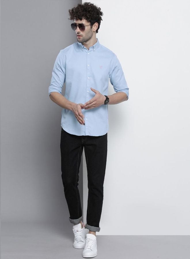 The Indian Garage Co Men Slim Fit Placement Embroidered Full Sleeves Cutaway Collar Casual Shirt  - Image 5