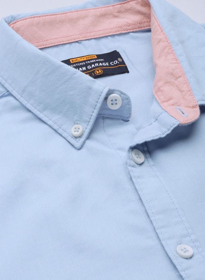 The Indian Garage Co Men Slim Fit Placement Embroidered Full Sleeves Cutaway Collar Casual Shirt  - Image 4