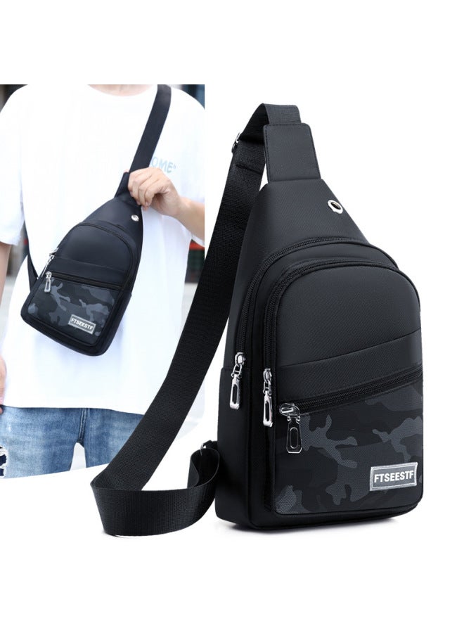 Men's Chest Bag Shoulder Crossbody Bag Waterproof OxFord Cloth Sports Leisure Backpack Men's Bag Portable Travel-Color:Brown - Image 3