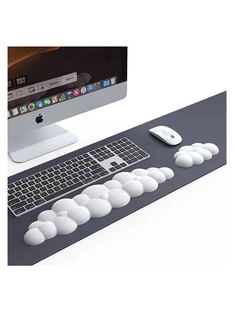 Keyboard Wrist Rest, Memory Foam Wrist Rest for Computer Keyboard,White with Leather Surface Non-Slip Base Palm,Ergonomic Palm Rest, Wrist Support for Keyboard Cloud Wrist Rest, Mouse Pad Wrist Support - Laptop, and Computer Use (White)  - Image 1
