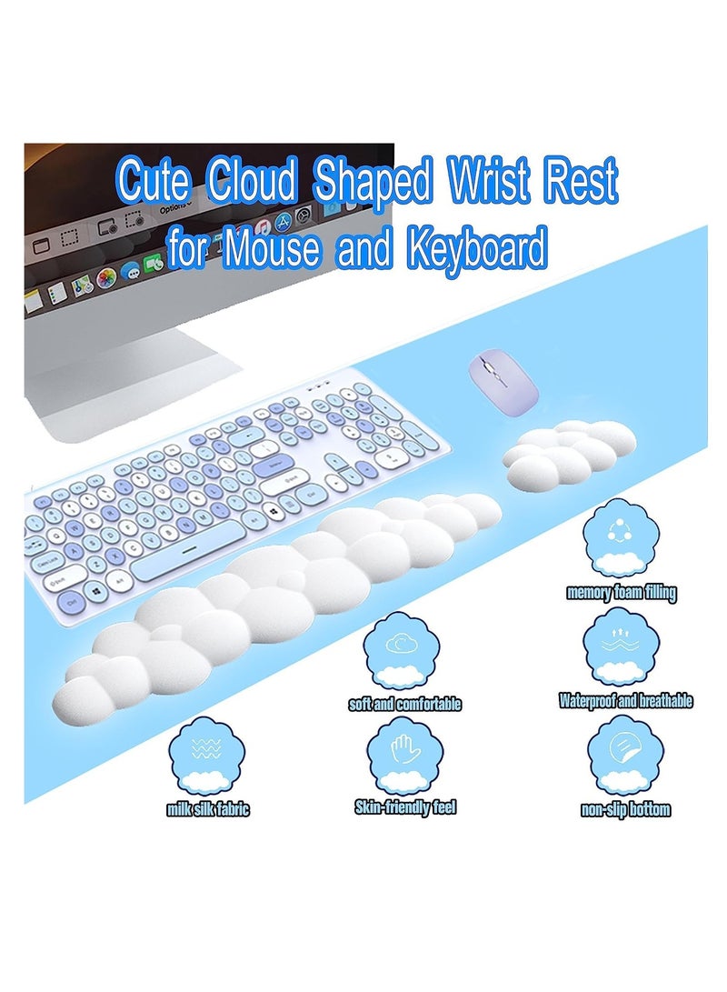 Keyboard Wrist Rest, Memory Foam Wrist Rest for Computer Keyboard,White with Leather Surface Non-Slip Base Palm,Ergonomic Palm Rest, Wrist Support for Keyboard Cloud Wrist Rest, Mouse Pad Wrist Support - Laptop, and Computer Use (White)  - Image 2