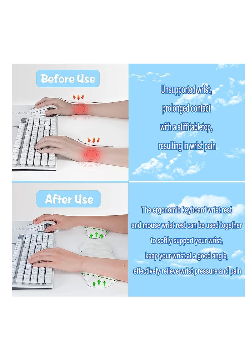 Keyboard Wrist Rest, Memory Foam Wrist Rest for Computer Keyboard,White with Leather Surface Non-Slip Base Palm,Ergonomic Palm Rest, Wrist Support for Keyboard Cloud Wrist Rest, Mouse Pad Wrist Support - Laptop, and Computer Use (White)  - Image 5