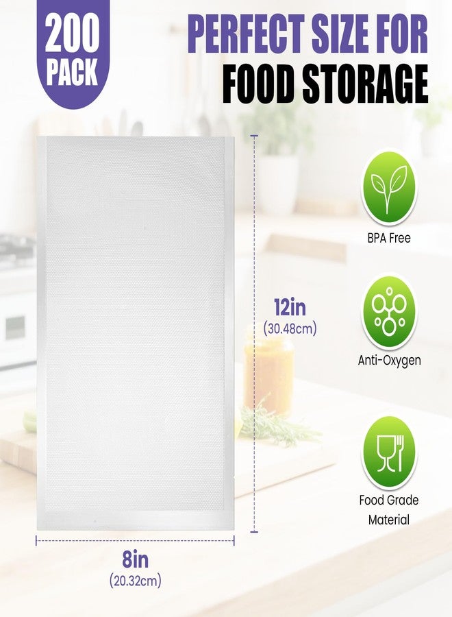 CAREGY Vacuum Sealer Bags 200 Quart 8" x 12" with BPA Free， Commercial Grade Textured Food Vacuum Sealer Bag for Food Storage Meal Prep or Sous Vide - Image 2