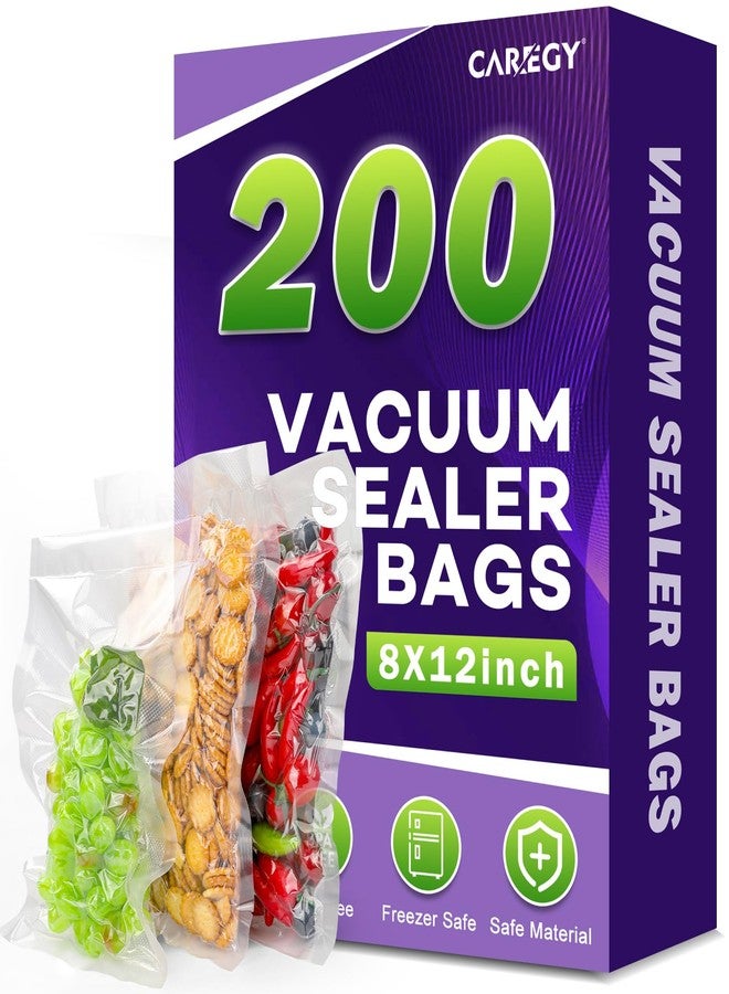 CAREGY Vacuum Sealer Bags 200 Quart 8" x 12" with BPA Free， Commercial Grade Textured Food Vacuum Sealer Bag for Food Storage Meal Prep or Sous Vide - Image 1