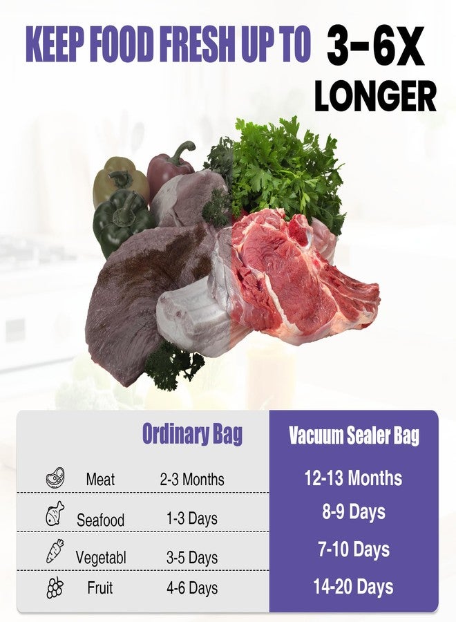 CAREGY Vacuum Sealer Bags 200 Quart 8" x 12" with BPA Free， Commercial Grade Textured Food Vacuum Sealer Bag for Food Storage Meal Prep or Sous Vide - Image 4
