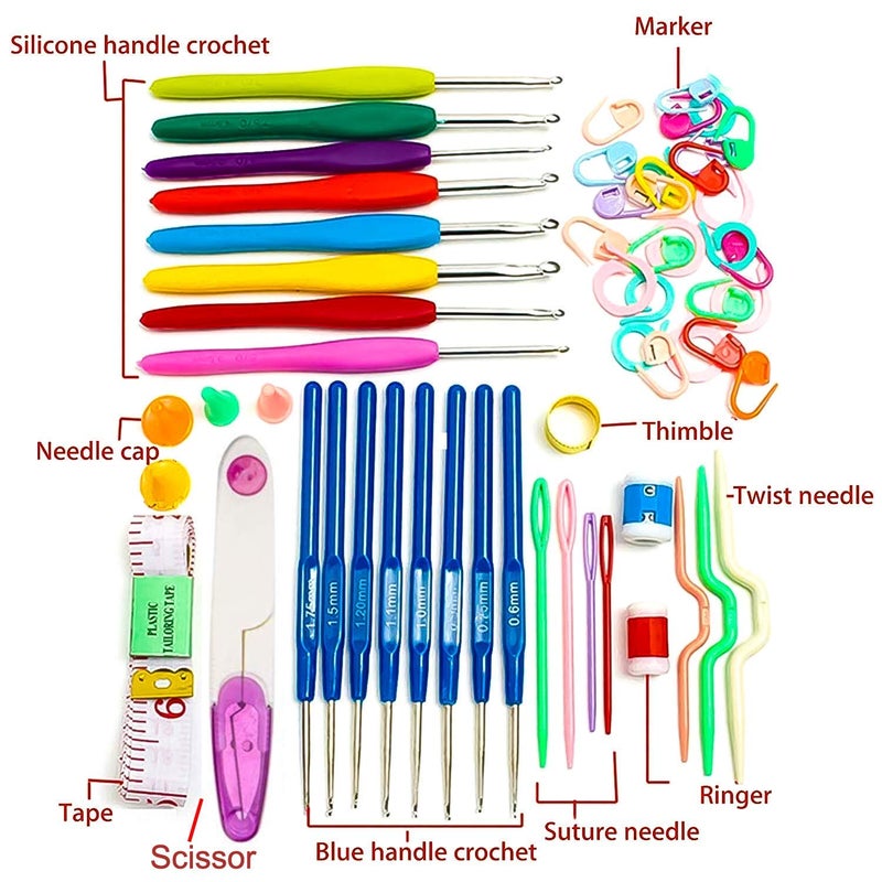 VERAT 52 Piece Crochet Set/Crochet Hook/Knitting Accessories/Stitching Material/Tools for Tailoring/Needle and Thread Box/Ergonomic Crochet Hooks Set/Crochets for Arthritic Hands/Craft/Nice Gift for Women - Image 2