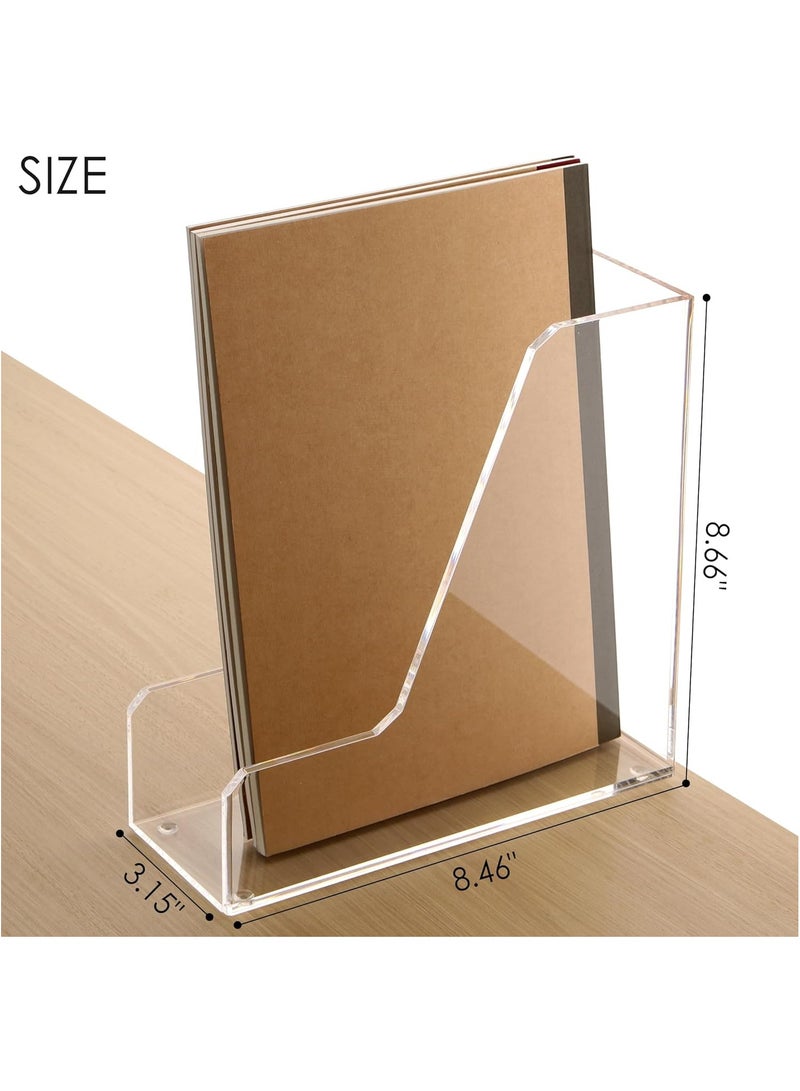 TPGP Small Desk Organizer Magazine File Holder Acrylic Organizer Rack - Hold Notebooks, Binders, Envelopes, Mails, Magazines for Home Office 2-Pack  - Image 3
