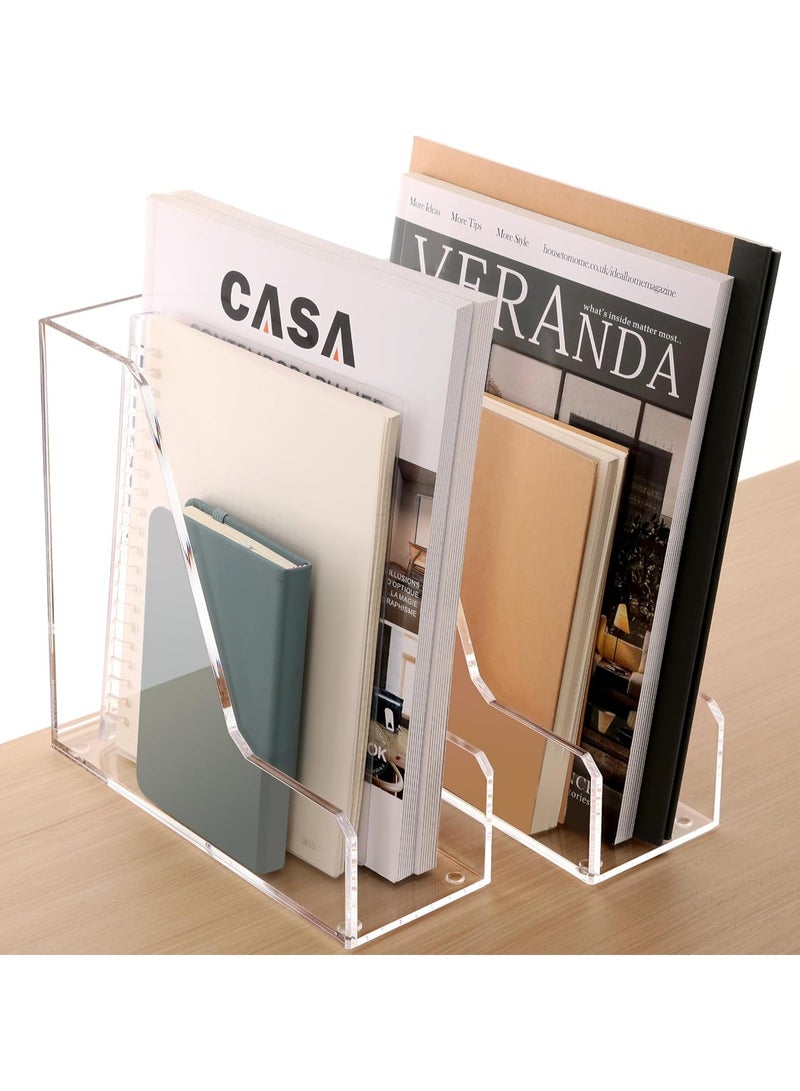 TPGP Small Desk Organizer Magazine File Holder Acrylic Organizer Rack - Hold Notebooks, Binders, Envelopes, Mails, Magazines for Home Office 2-Pack  - Image 2