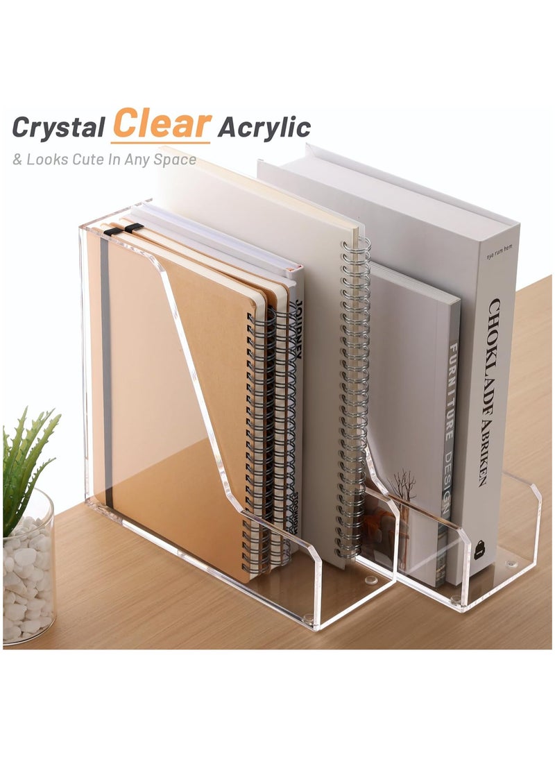 TPGP Small Desk Organizer Magazine File Holder Acrylic Organizer Rack - Hold Notebooks, Binders, Envelopes, Mails, Magazines for Home Office 2-Pack  - Image 5