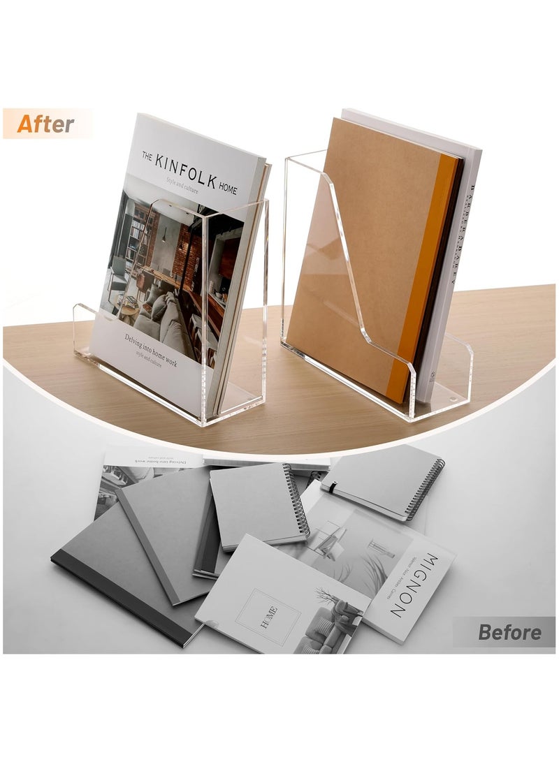 TPGP Small Desk Organizer Magazine File Holder Acrylic Organizer Rack - Hold Notebooks, Binders, Envelopes, Mails, Magazines for Home Office 2-Pack  - Image 4