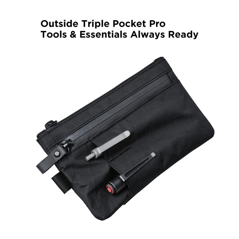 ALPAKA Zip Clutch Black X-Pac VX21 - Functions as Zipper Wallet and EDC Carrier - Weatherproof and RFID Blocking Material - 3 External Slots for EDC Gear - 3 Inside Pockets - Image 4