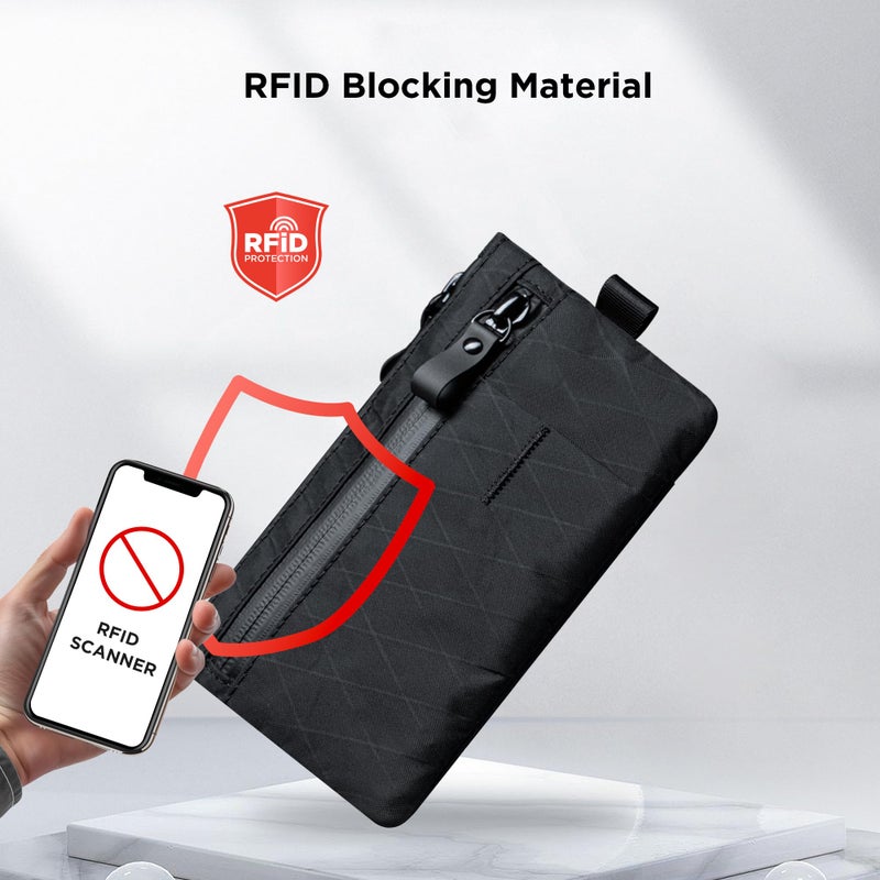 ALPAKA Zip Clutch Black X-Pac VX21 - Functions as Zipper Wallet and EDC Carrier - Weatherproof and RFID Blocking Material - 3 External Slots for EDC Gear - 3 Inside Pockets - Image 3