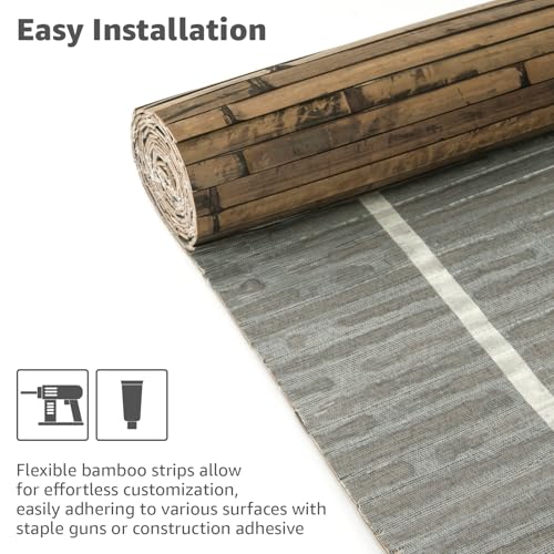 Art3d Natural Bamboo Wall Panel for Interior Wall Decor, Renewable Pole Wrap Wainscoting Paneling for Wall Ceiling Furniture Cabinet Office, 12 x 96 Inch - Dark Burned - Image 5