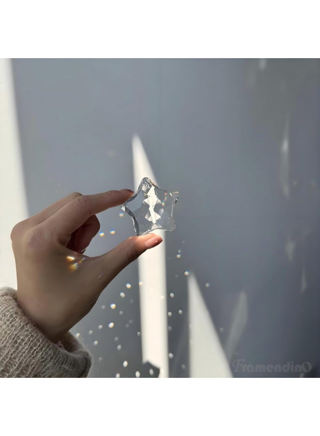 2 Pcs 2" Crystal Sun Catcher Prisms for Windows Star Chandelier Crystals Clear Hanging Crystals for Patio,Chandelier,Garden Decoration - Image 3