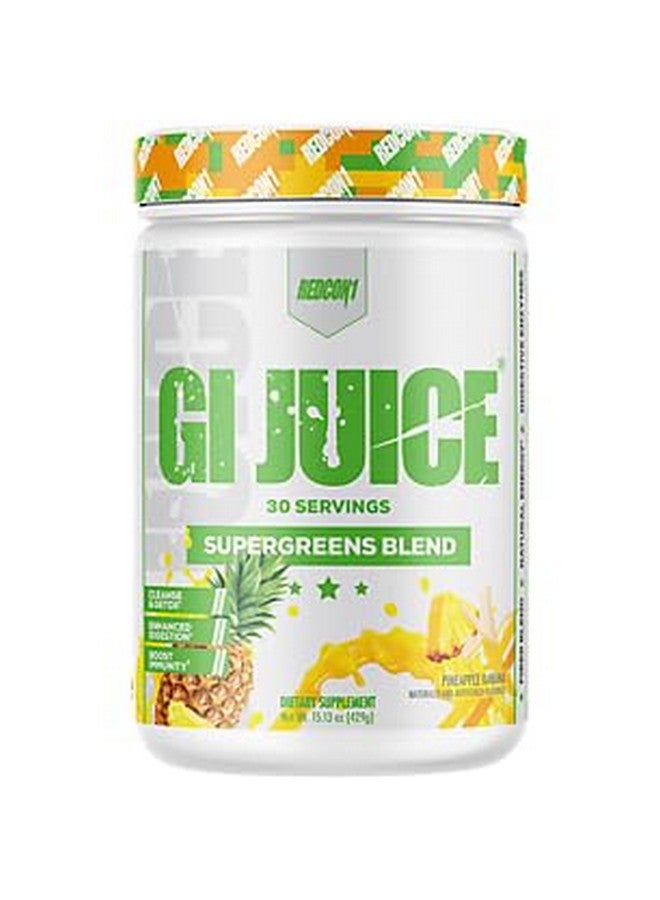REDCON1 GI Juice, Pineapple Banana - Sugar Free Greens Blend + Digestive Enzymes for Gut Health - Pre & Probiotics Greens Powder with Inulin, Apple Fiber & Betaine Anhydrous (30 Servings) - Image 1