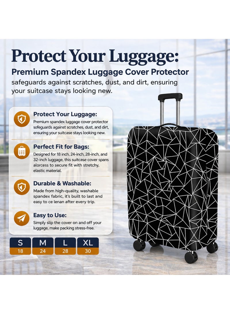 Maanys Luggage Cover Protector, Spandex Suitcase Cover | Washable, Anti-Scratch Travel Gear for 18-32 Inch Bags (Black & White, S(18-20)) - Image 4