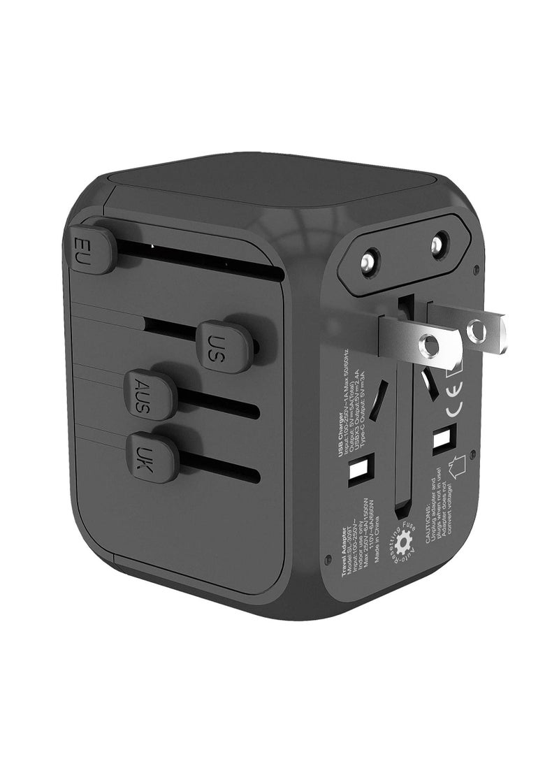 Arabest Universal Travel Power Adapter,100-250V 5A International Wall Charger,  4 USB Ports Adapter Plug, Worldwide AC Outlet Plugs Adapters for Europe, UK, US, AU, Asia  - Image 1