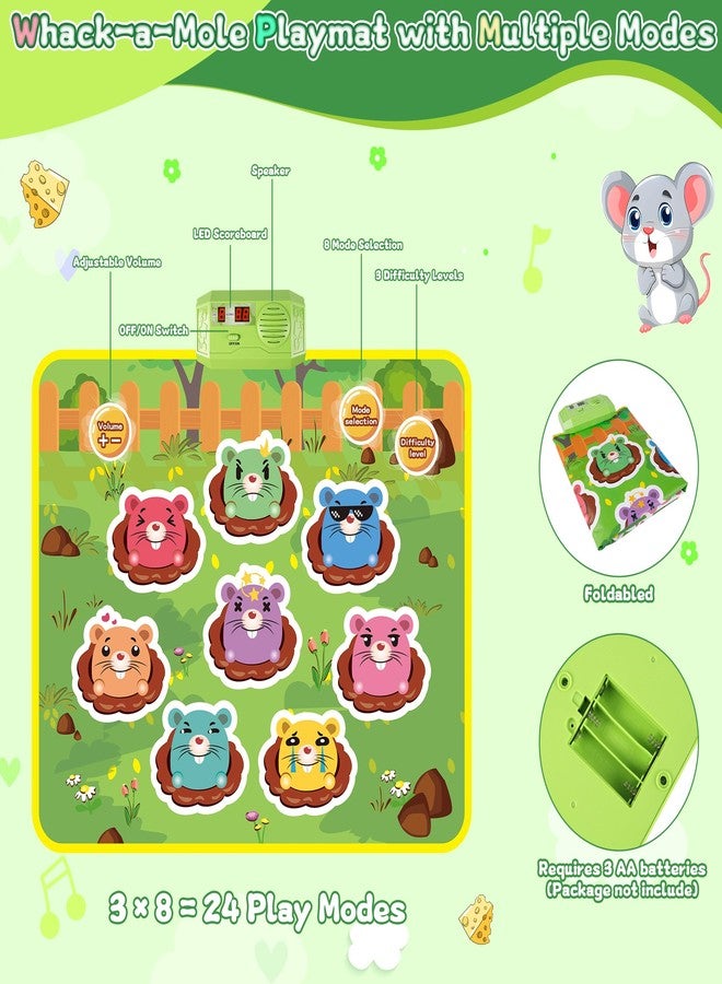 M SANMERSEN Whack A Mole Game Toys for Kids, Toddler Toys for Ages 2 3 4 5 Whack A Mole Game Playmat with 2 Hammers, Birthday Gifts for Kids Boys Girls Family Games Party Favors - Image 5